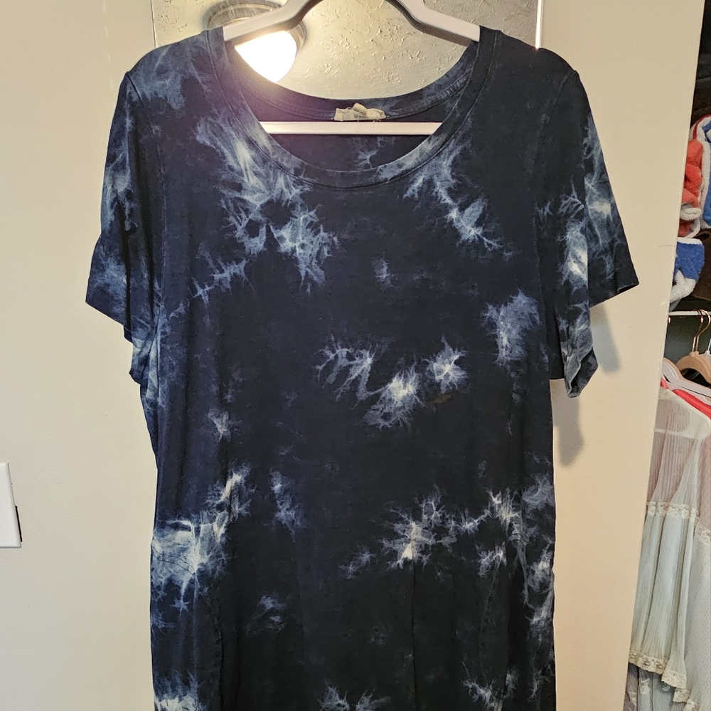 Blue and White Tye Dye Dress